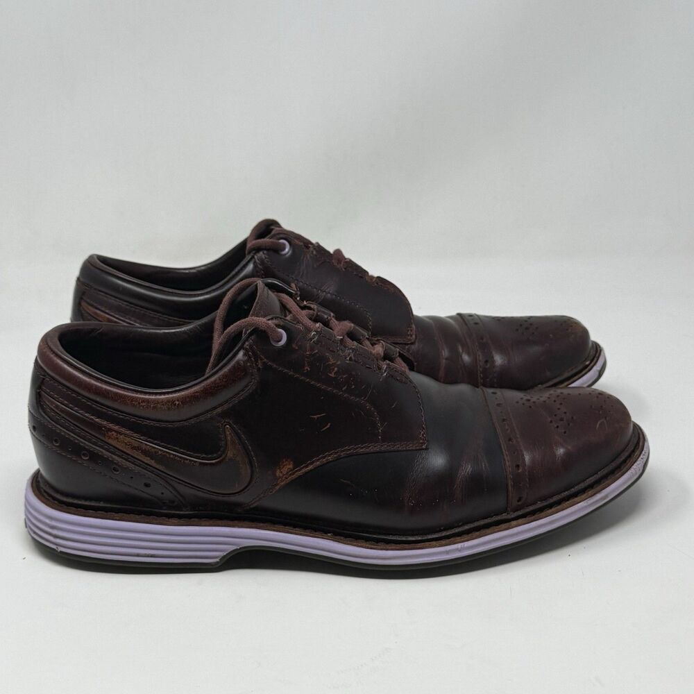 Nike Lunar Clayton Golf Shoes Mens 10.5 Burgundy Leather Spikeless 628535-600